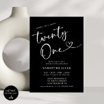 Invitation Fête d'anniversaire élégante et moderne pour 21 an<br><div class="desc">Célébrez avec style grâce à notre invitation de fête d'anniversaire 21 ans Moderne Élégante ! Avec un design épuré, une typographie audacieuse et des accents sophistiqués, cette invitation capture parfaitement l'excitation d'atteindre une étape aussi importante. Que vous planifiez une soirée chic ou une célébration pleine de fun, cette invitation donne...</div>