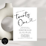 Invitation Fête d'anniversaire élégante et moderne pour 21 an<br><div class="desc">Célébrez avec style grâce à notre invitation de fête d'anniversaire 21 ans Élégance Moderne ! Avec un design épuré, une typographie audacieuse et des accents sophistiqués, cette invitation capture parfaitement l'excitation d'atteindre une étape aussi importante. Que vous organisiez une soirée chic ou une célébration pleine de fun, cette invitation donne...</div>