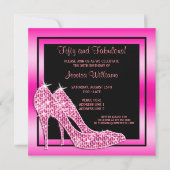 Invitation Fête d'anniversaire élégante et rose de 50 ans (Devant)