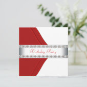 Invitation Fête d'anniversaire Elégante femme blanche et roug (Debout devant)