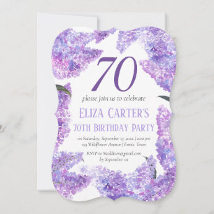 Invitation Fête d'anniversaire élégante fleurs de lilas viole