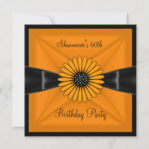 Invitation Fête d'anniversaire élégante fleurs jaunes noires