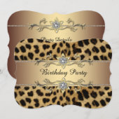Invitation Fête d'anniversaire élégante Léopard doré (Devant / Derrière)