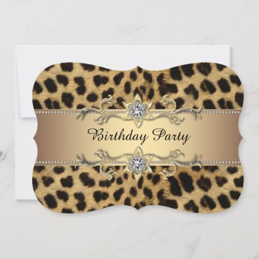 Invitation Fête d'anniversaire élégante Léopard doré (Devant)