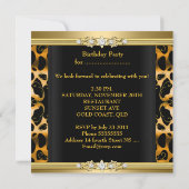 Invitation Fête d'anniversaire élégante léopard doré (Dos)