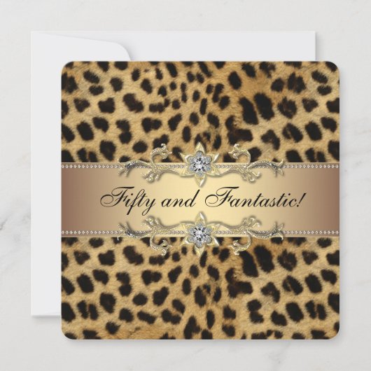 Invitation Fête d'anniversaire élégante Léopard doré (Devant)
