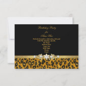 Invitation Fête d'anniversaire élégante léopard noir or (Dos)