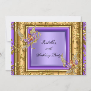 Invitation Fête d'anniversaire élégante lilas violet or ambre