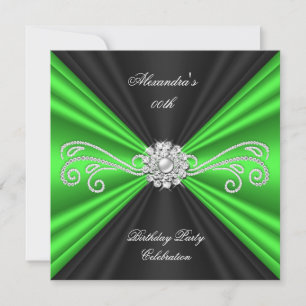 Invitation Fête d'anniversaire élégante lime verte Black Diam