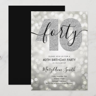 Invitation Fête d'anniversaire élégante moderne argentée pour