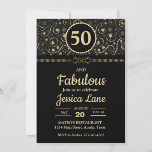 Invitation Fête d'anniversaire Élégante Noir et Or TOUT ÂGE