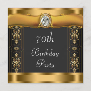Invitation Fête d'anniversaire élégante noire et or