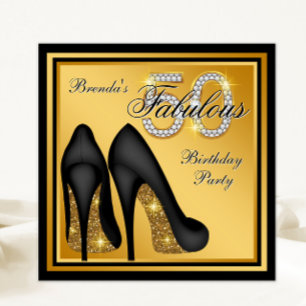 Invitation Fête d'anniversaire élégante noire et or fabuleuse