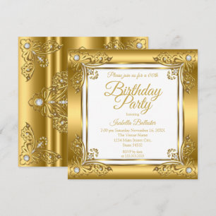 Invitation Fête d'anniversaire élégante Orné Diamant Gemme Or