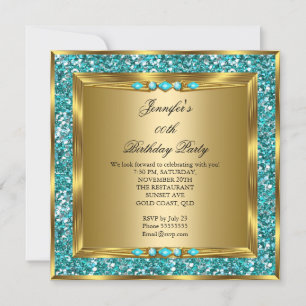 Invitation Fête d'anniversaire élégante paillettes fausses bl