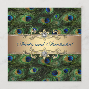 Invitation Fête d'anniversaire élégante paon