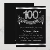 Invitation Fête d'anniversaire élégante pour 100 ans (Devant / Derrière)