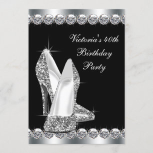 Invitation Fête d'anniversaire élégante pour femme en noir