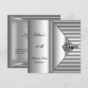 Invitation Fête d'anniversaire élégante pour homme argentée 6