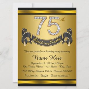 Invitation Fête d'anniversaire élégante pour les 75 ans