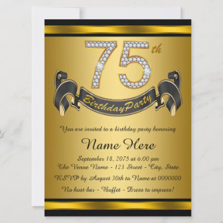 Invitation Fête d'anniversaire élégante pour les 75 ans