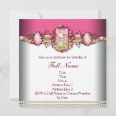 Invitation Fête d'anniversaire élégante rose et or (Dos)