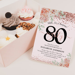 Invitation Fête d'anniversaire élégante rose et paillettes po