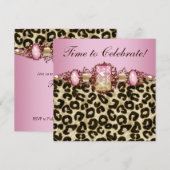 Invitation Fête d'anniversaire élégante rose gold léopard ros (Devant / Derrière)