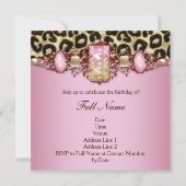 Invitation Fête d'anniversaire élégante rose gold léopard ros (Dos)