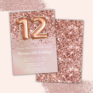 Invitation Fête d'anniversaire élégante Rose Gold pour fille