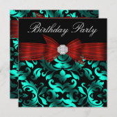 Invitation Fête d'anniversaire élégante rouge canneberge sarc (Devant / Derrière)