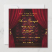 Invitation Fête d'anniversaire élégante rouge rubis et or (Dos)