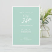 Invitation Fête d'anniversaire élégante simple menthe moderne (Debout devant)