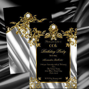 Invitation Fête d'anniversaire élégante Soie diamant Or