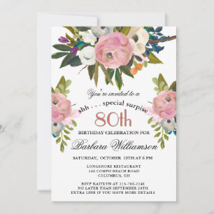 Invitation Fête d'anniversaire élégante SURPRISE peinte à la