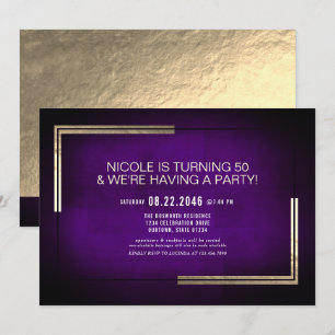 Invitation Fête d'anniversaire élégante violette et or
