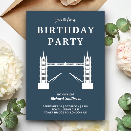 Invitation Fête d'anniversaire emblématique du Tower Bridge d