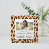 Invitation fête d'anniversaire empreinte de léopard chic bran (Debout devant)