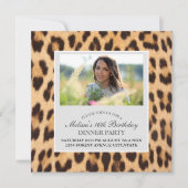 Invitation fête d'anniversaire empreinte de léopard chic bran (Devant)