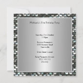 Invitation Fête d'anniversaire en argent bleu Personnalisé (Dos)