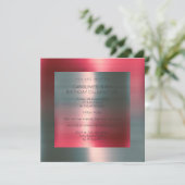 Invitation Fête d'anniversaire en argent rouge rose métalliqu (Debout devant)