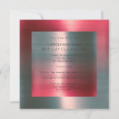 Invitation Fête d'anniversaire en argent rouge rose métalliqu (Devant)