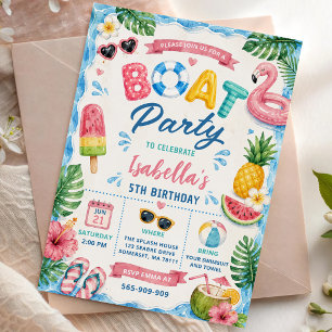 Invitation Fête d'anniversaire en bateau l'été