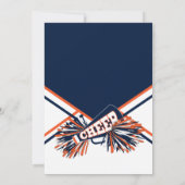 Invitation Fête d'anniversaire en bleu foncé et orange (Dos)