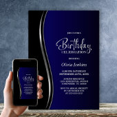Invitation Fête d'anniversaire en bleu noir