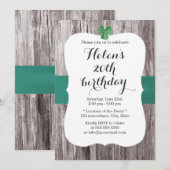 Invitation Fête d'anniversaire en bois de carbone Turquoise s (Devant / Derrière)