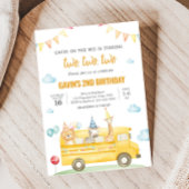 Invitation Fête d'anniversaire en bus scolaire jaune