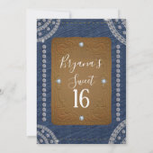Invitation Fête d'anniversaire en cuir Denim & Diamonds Sweet (Dos)
