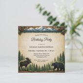 Invitation Fête d'anniversaire en forêt rustique (Debout devant)