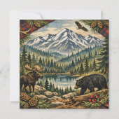 Invitation Fête d'anniversaire en forêt rustique (Dos)